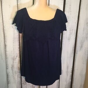 Nygård Indigo Navy Lace Flowy Blouse Medium
